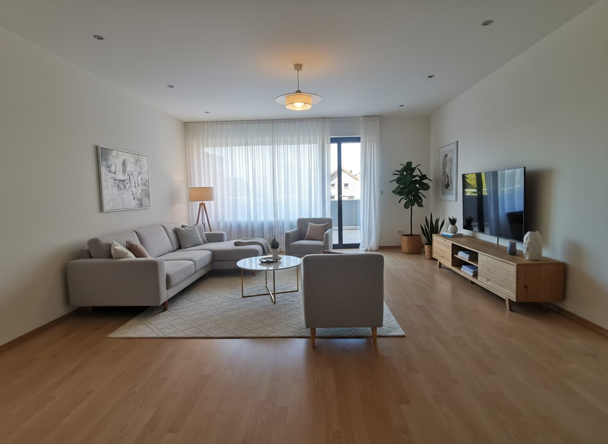 Wohnzimmer Visualisierung (KI-generiert, mögliche Gestaltung)