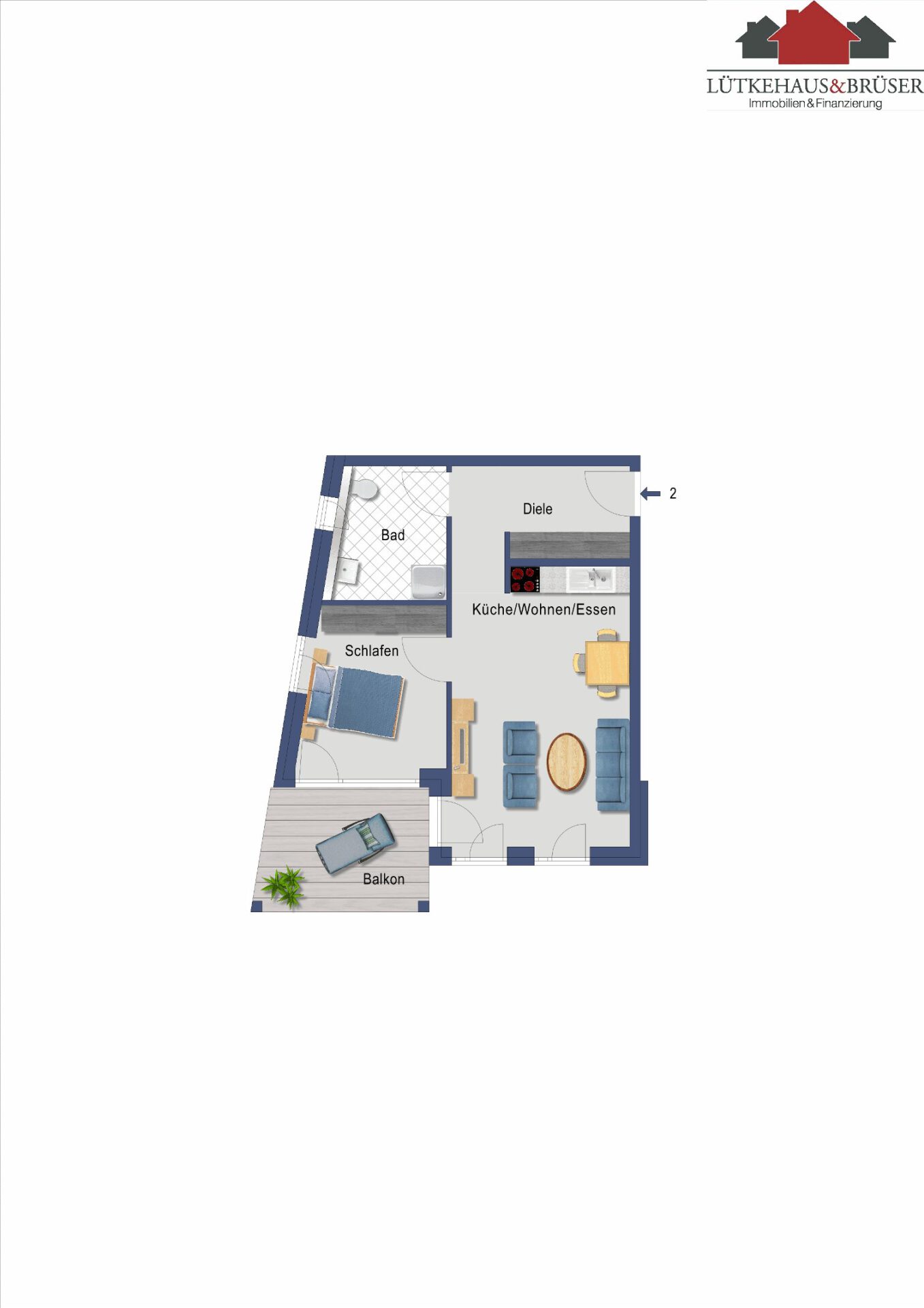 Grundriss Whg. Nr. 2 EG