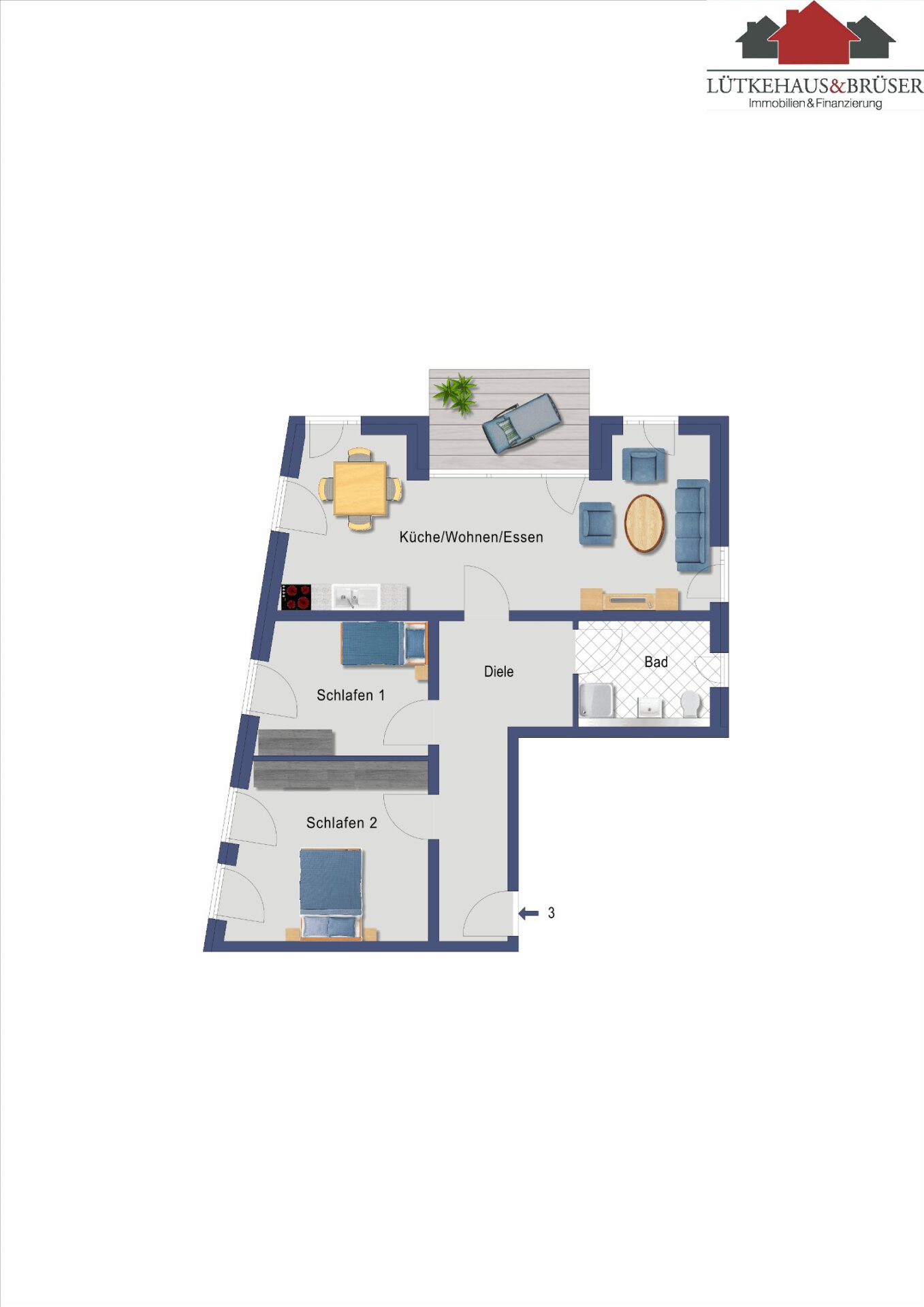 Grundriss Whg. Nr. 3 EG